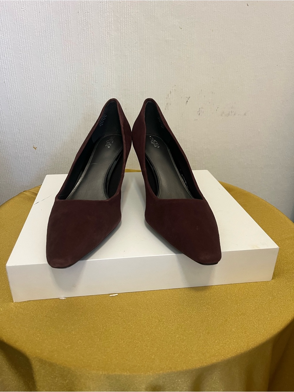 East 5th Wine Suede Pointed Toe Pumps